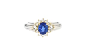 C. 2000 Vintage .97 Carat Sapphire and .38 ct. t.w. Diamond Ring in 18kt Yellow Gold and Platinum