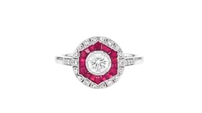 C. 2000 Vintage .52 ct. t.w. Diamond and .48 ct. t.w. Ruby Ring in Platinum