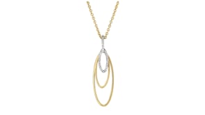 C. 1990 Vintage .37 ct. t.w. Diamond Triple-Oval Pendant Necklace in 18kt Two-Tone Gold