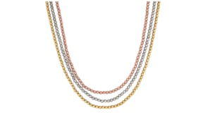 C. 1980 Vintage 14kt Tri-Colored Gold Three-Strand Bead Necklace