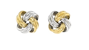 Italian Sterling Silver and 18kt Gold Over Sterling Love Knot Earrings