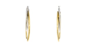 Italian Sterling Silver and 18kt Gold Over Sterling Double-Hoop Earrings