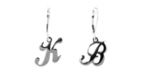 Sterling Silver Script Initial Drop Earrings