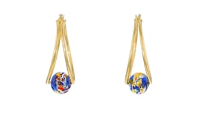 Italian Multicolored Murano Glass Double-Hoop Earrings in 18kt Gold Over Sterling