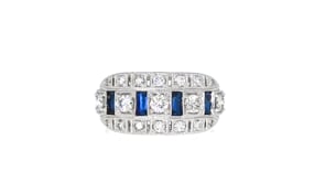 C. 1990 Vintage .83 ct. t.w. Diamond and .65 ct. t.w. Sapphire Ring in Platinum