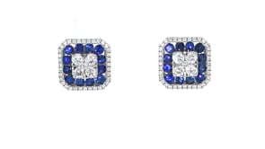 C. 1990 Vintage 1.07 ct. t.w. Sapphire and .70 ct. t.w. Diamond Earrings in 18kt White Gold
