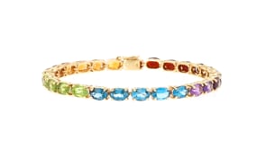 C. 1990 Vintage 12.30 ct. t.w. Multi-Gemstone Bracelet in 14kt Yellow Gold