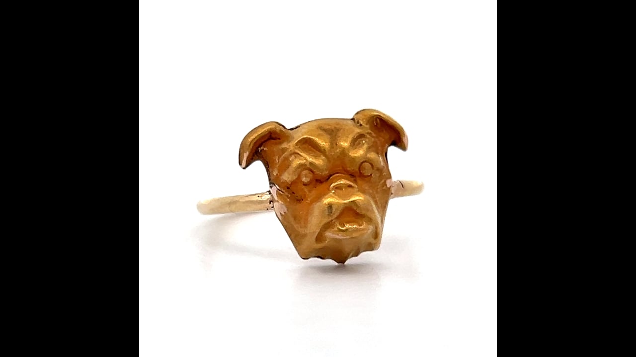 Antique Victorian Bulldog Ring in 9k Yellow Gold – Filigree Jewelers
