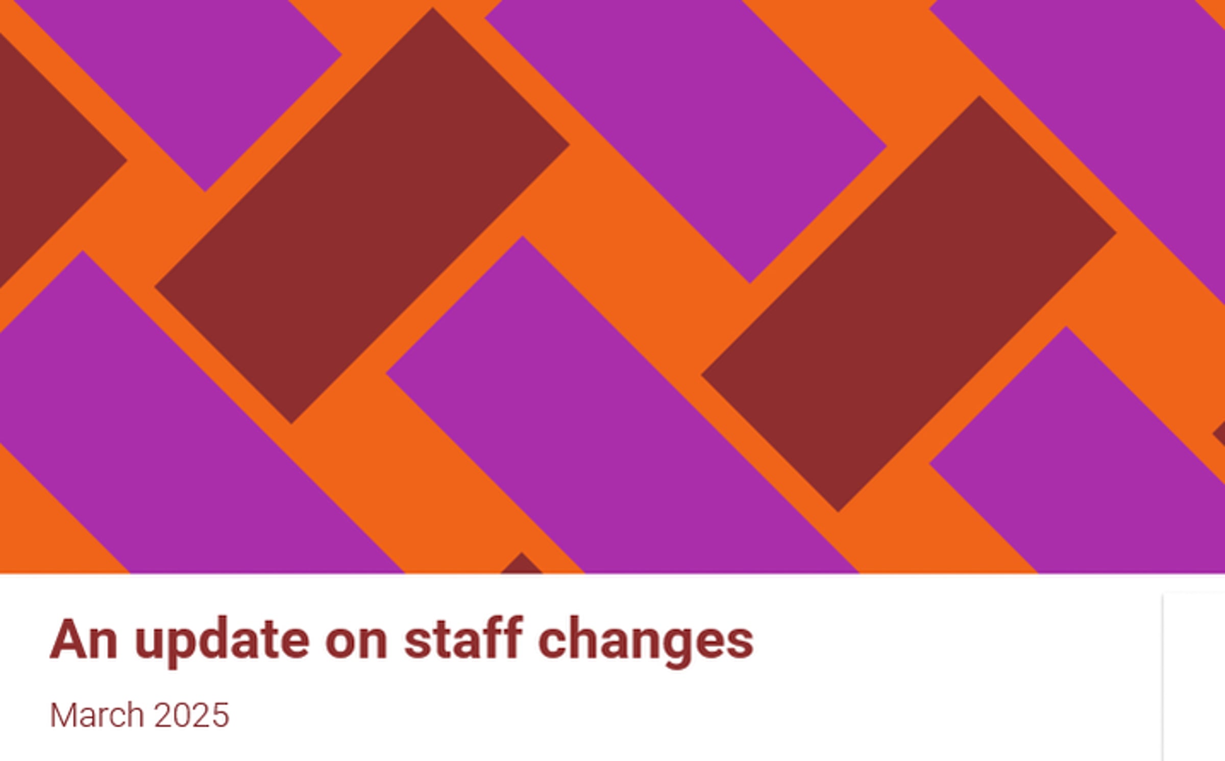 An update on staff changes