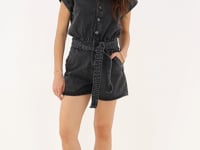 Grey denim playsuit with waistband | My Jewellery