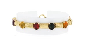 C. 1980 Vintage 13.30 ct. t.w. Multi-Gemstone Station Bracelet in 14kt Yellow Gold