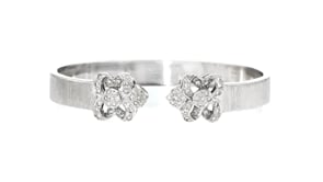 C. 1990 Vintage .90 ct. t.w. Diamond Floral Cuff Bracelet in 18kt White Gold