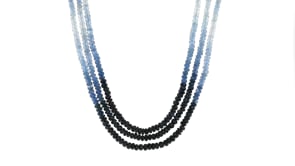 C. 1990 Vintage 256.00 ct. t.w. Multicolored Sapphire Bead Three-Strand Necklace with 14kt White Gold