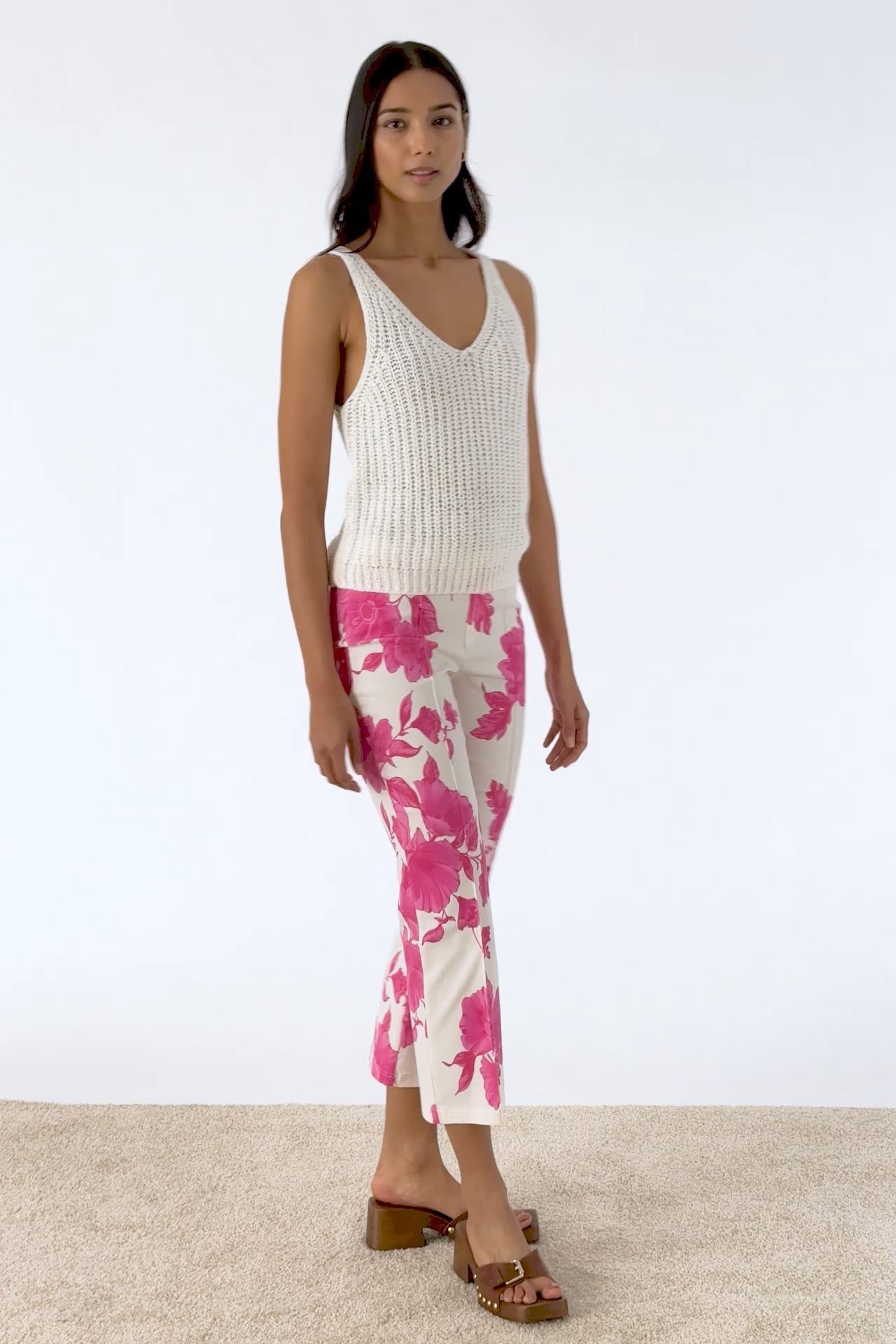 Slip-on trousers - pink white