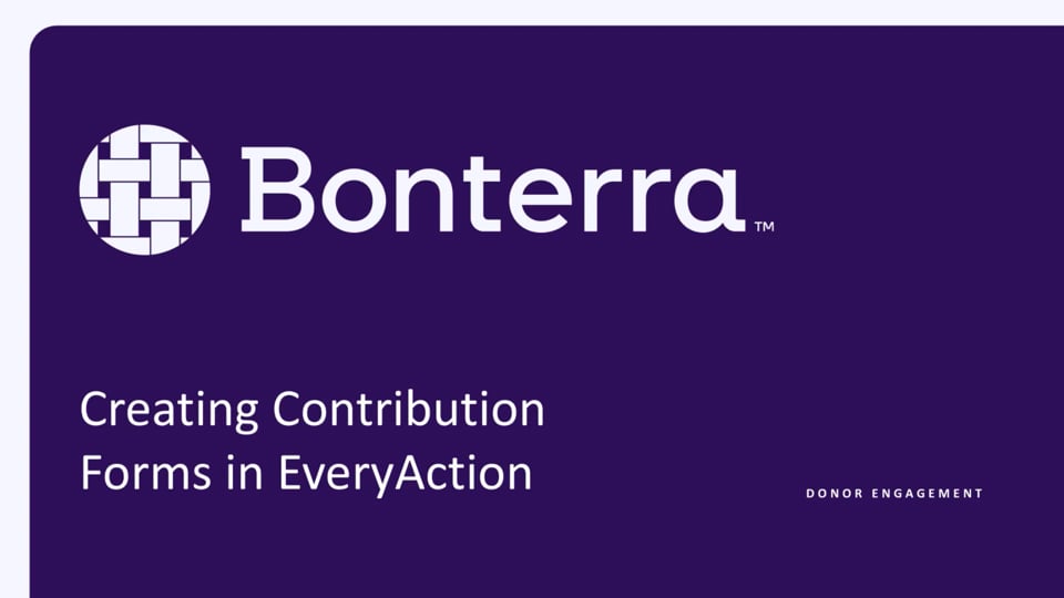 Creating Contribution Forms in EveryAction