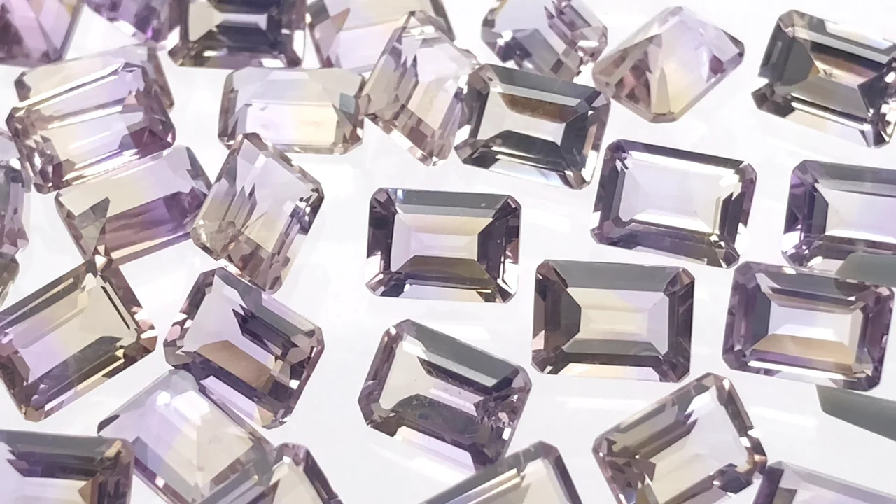 動画】宝石質アメトリンAAA ルース レクタングルファセットカット7×5mm
