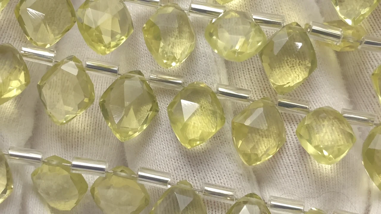 レモンクォーツ ダイヤカット10×8mm 1連（22粒）｜天然石ビーズの卸