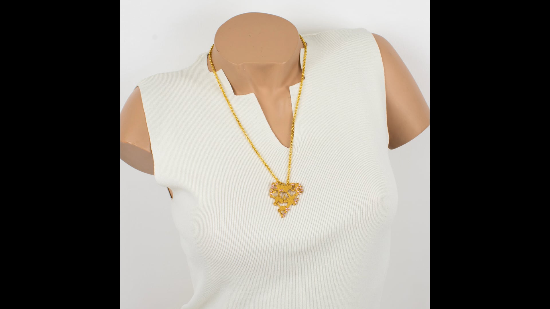 Collier Brutaliste Croix En Laiton - Bijou Vintage France - Homme/Femme