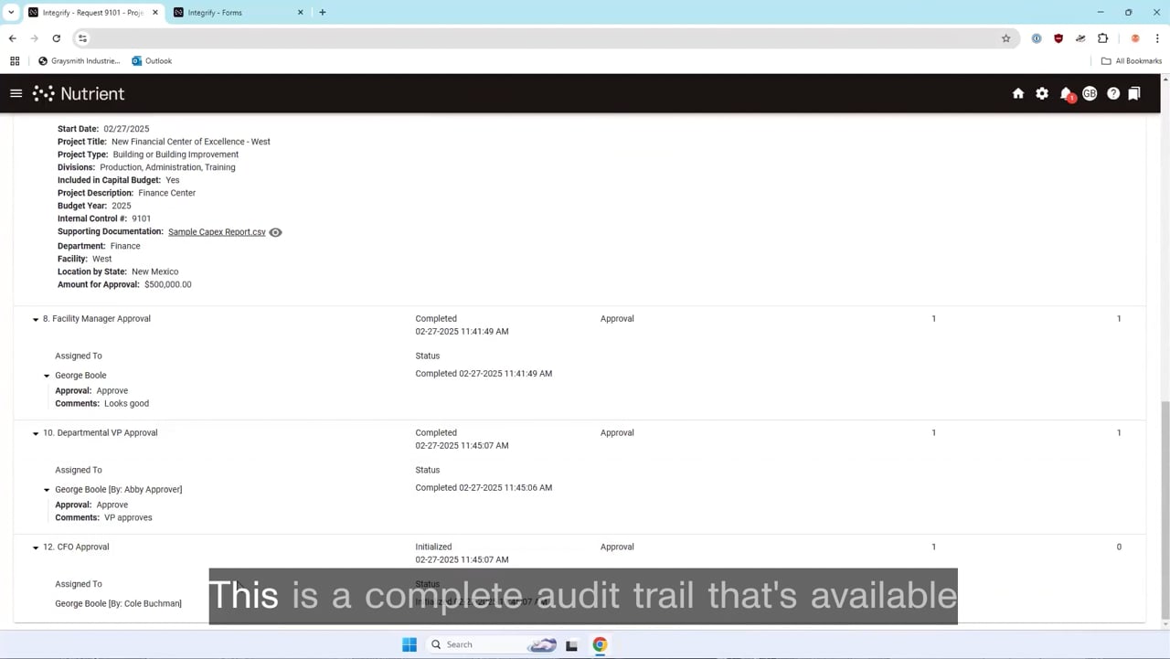Nutrient Workflow&#039;s comprehensive audit trail