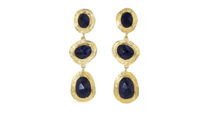 19.90 ct. t.w. Sapphire Station Drop Earrings in 18kt Gold Over Sterling