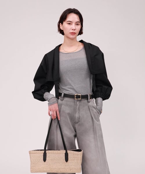 BABYLONE◆トップス/FREE/コットン/GRN/2430010230 RANDOM GATHER BARE TUNIC(36 WHITE): TOPSjosemoon
