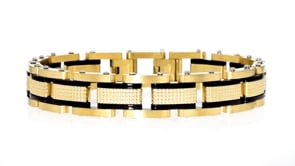 Mens 18kt Gold-Plated Stainless Steel Link Bracelet
