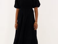 Black maxi dress with puff sleeves | My Jewellery