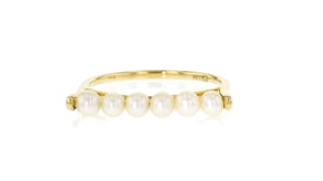 3-3.5mm Cultured Pearl Bar Ring in 14kt Yellow Gold