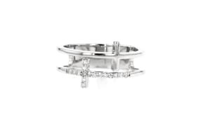 .10 ct. t.w. Diamond Two-Row Cross Ring in Sterling Silver