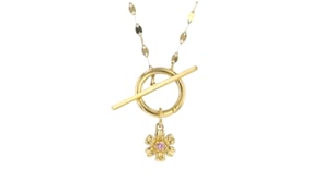 Pink Sapphire Flower Charm in 14kt Yellow Gold