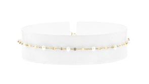 3-3.5mm Cultured Pearl Station Lumachina-Chain Anklet in 14kt Yellow Gold
