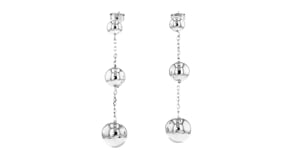 Italian Sterling Silver Beaded Cable-Chain Drop Earrings