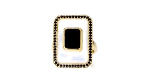 Mother-of-Pearl and Onyx Ring with .50 ct. t.w. Black Spinel in 18kt Gold Over Sterling