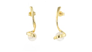 7mm Cultured Pearl Curvy Drop Earrings in 18kt Gold Over Sterling