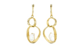 5-9mm Cultured Pearl Multi-Hoop Drop Earrings in 18kt Gold Over Sterling
