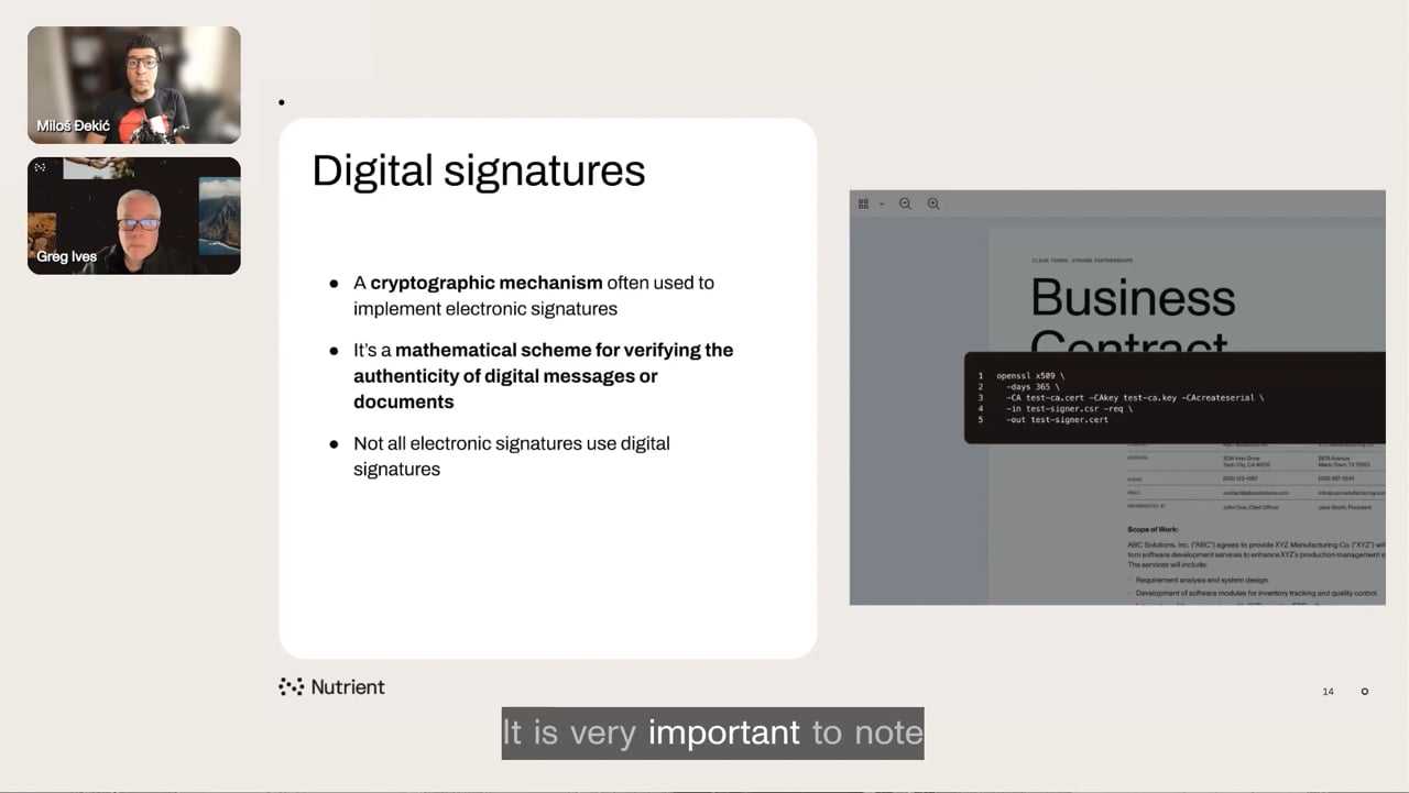 Enhancing security through digital signatures