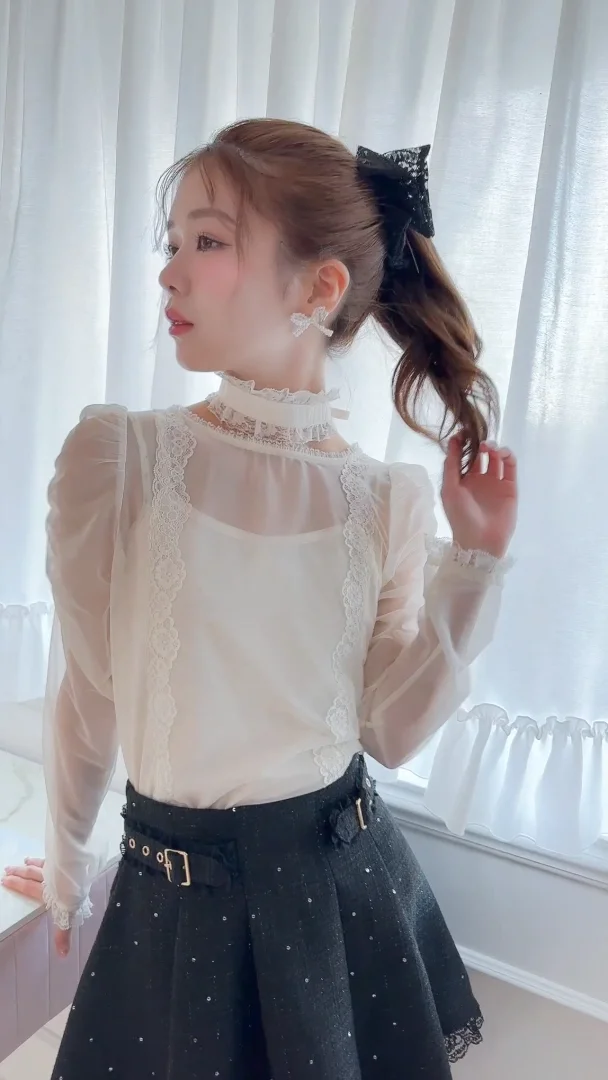 couture BY ROJITA　チュール肩透かしトップス　ブラック チュール肩透かしトップス | Rlab store