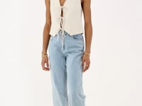 Beige gilet in linen look and bows | My Jewellery