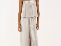 Gold coloured wide leg trousers with satin look | My Jewellery