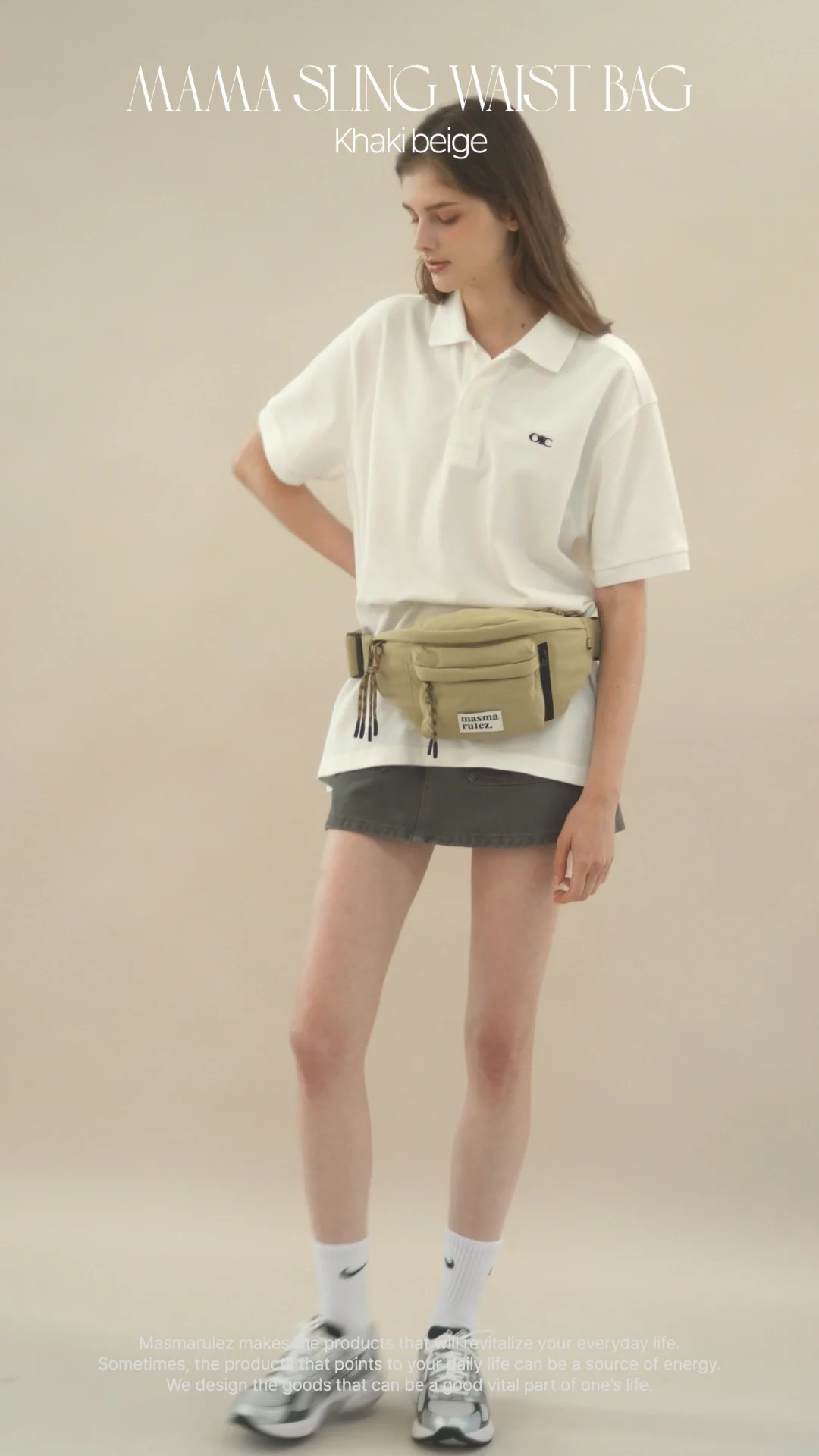 MUSINSA | MASMARULEZ [INT] mama sling waist bag _ khaki Beige