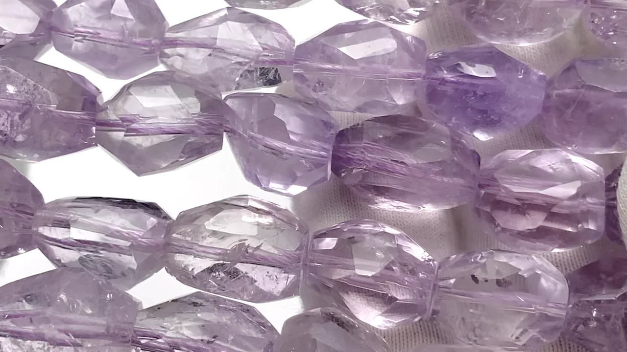 ピンクアメジスト タンブルカット 半連/1連｜天然石ビーズの卸問屋