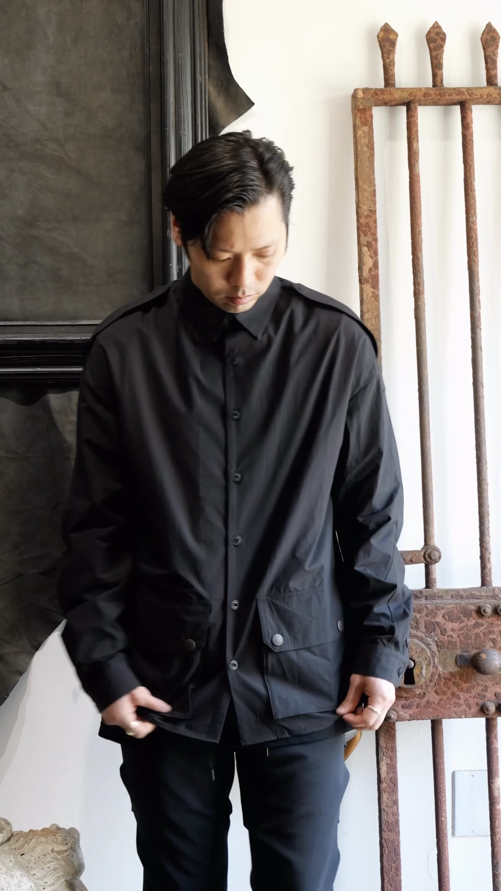 SHC-DSLEH. Shirt High Density Cotton Safari. Black. DEVOA