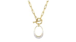 .20 ct. t.w. Pave Diamond Oval Toggle Necklace in 18kt Gold Over Sterling and Sterling Silver