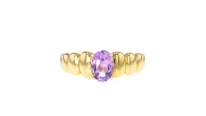 .70 Carat Amethyst Ribbed Ring in 14kt Yellow Gold