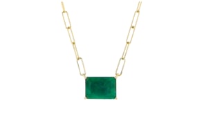 7.75 Carat Emerald Paper Clip Link Necklace in 18kt Gold Over Sterling