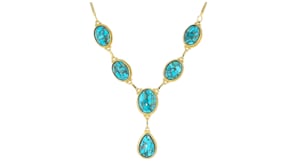 Turquoise Y-Necklace in 18kt Gold Over Sterling