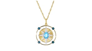 3.10 ct. t.w. Blue and White Topaz North Star Pendant Necklace in 18kt Gold Over Sterling