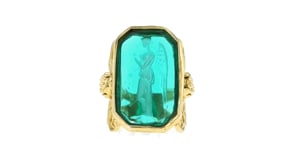 Italian Tagliamonte Blue Venetian Glass Angel Ring in 18kt Gold Over Sterling