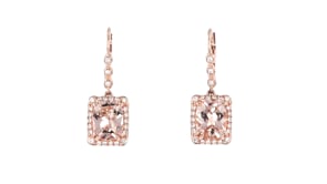 3.40 ct. t.w. Morganite Drop Earrings with .35 ct. t.w. Diamonds in 14kt Rose Gold
