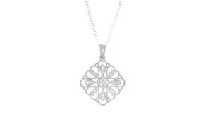 .25 ct. t.w. Diamond Jewelry Set: Geometric Floral Pendant Necklace and Earrings in Sterling Silver